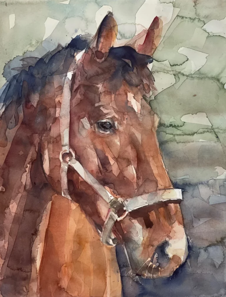 Acuarela de la cabeza de un caballo