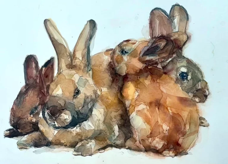 Acuarela de unos conejos