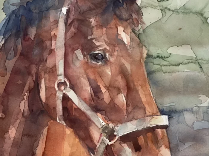 Acuarela de la cabeza de un caballo