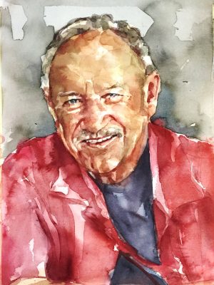 Retrato en acuarela de Gene Hackman