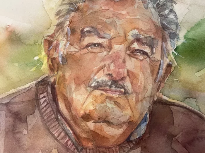 Retrato en acuarela de José Mujica