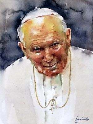 Retrato en acuarela de Karol Wojtyla, Juan Pablo II