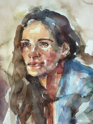 Retrato en acuarela de Julia Roberts