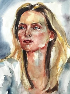 Retrato en acuarela de Michelle Pfeiffer
