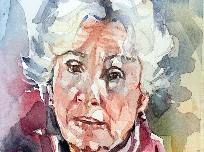 Acuarela de una elegante señora mayor